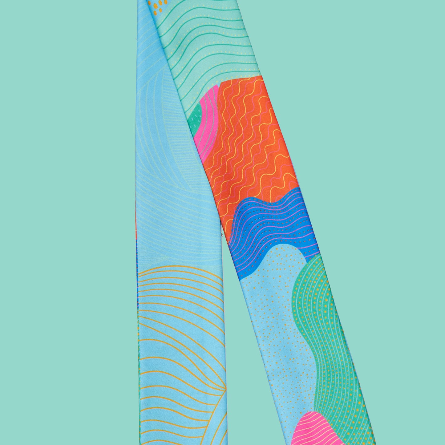 Blue Abstract Twilly — Elegant Polytwill Scarf (100 x 5 cm)