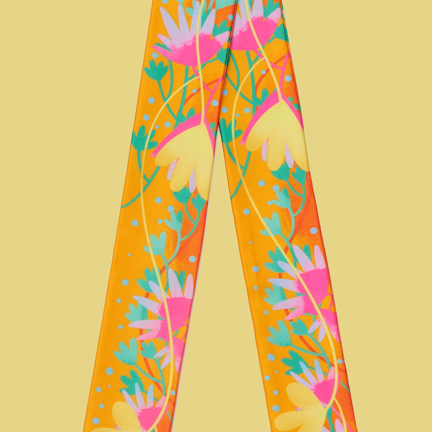 Bloom Whisper Twilly — Elegant Polytwill Scarf (100 x 5 cm)