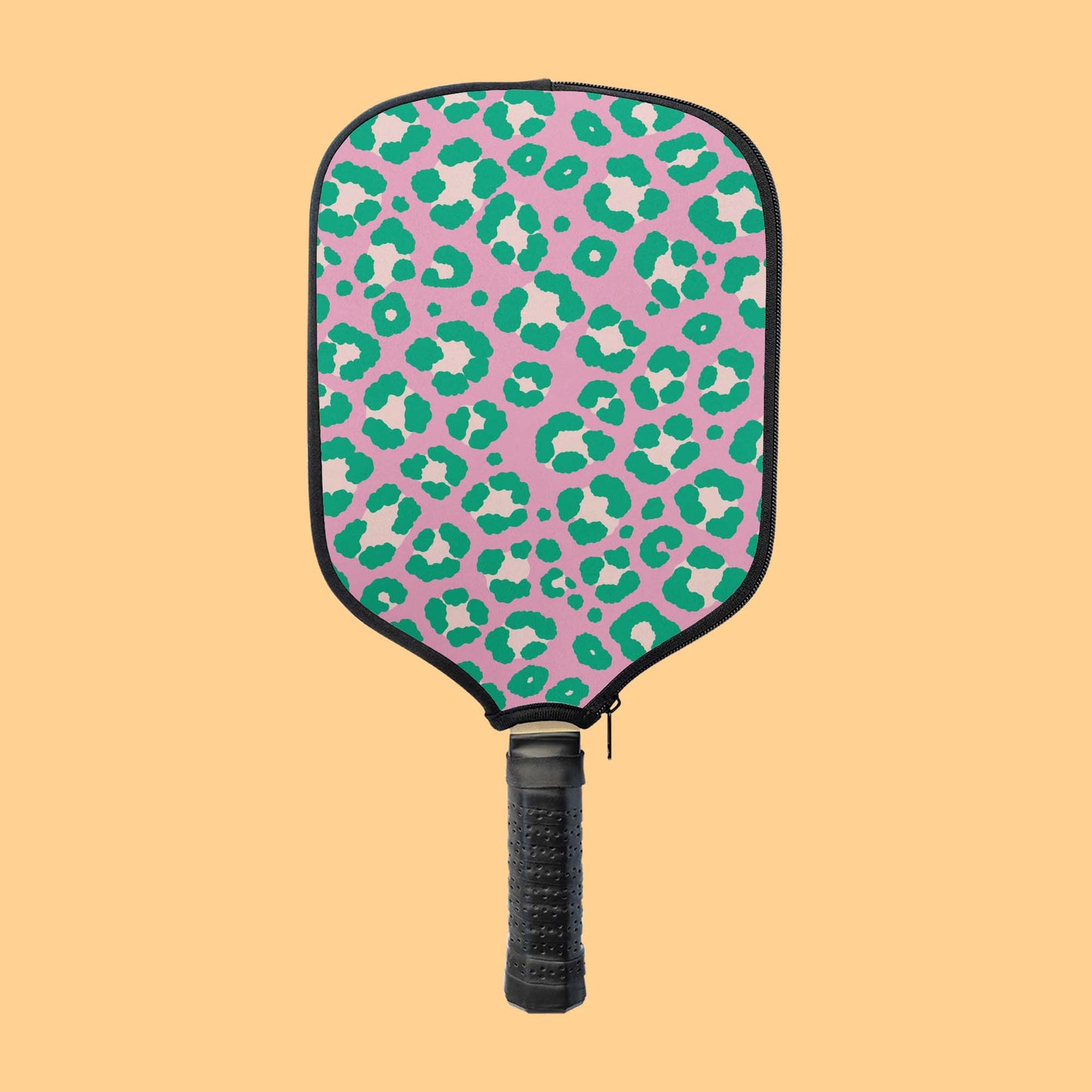 Pink Cheetah Pickleball Paddle Cover – Animal Print Paddle Case – Hand Drawn Pickleball Gift for Women Players